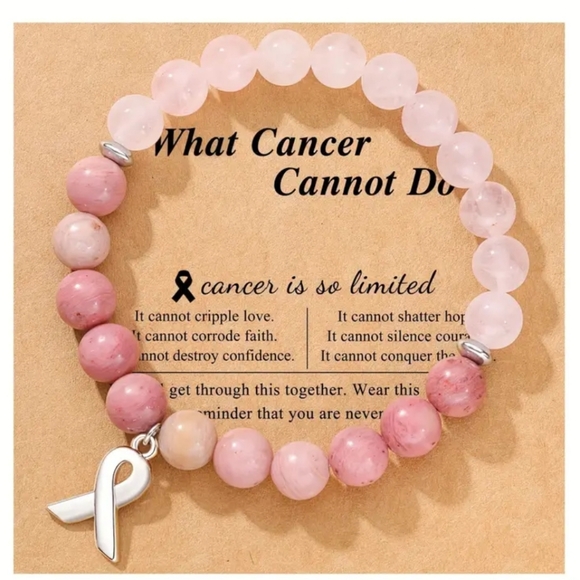 NEW! Pink Ribbon Support Bracelet with Pink Beads – A Symbol of Strength & Hope - Picture 1 of 5